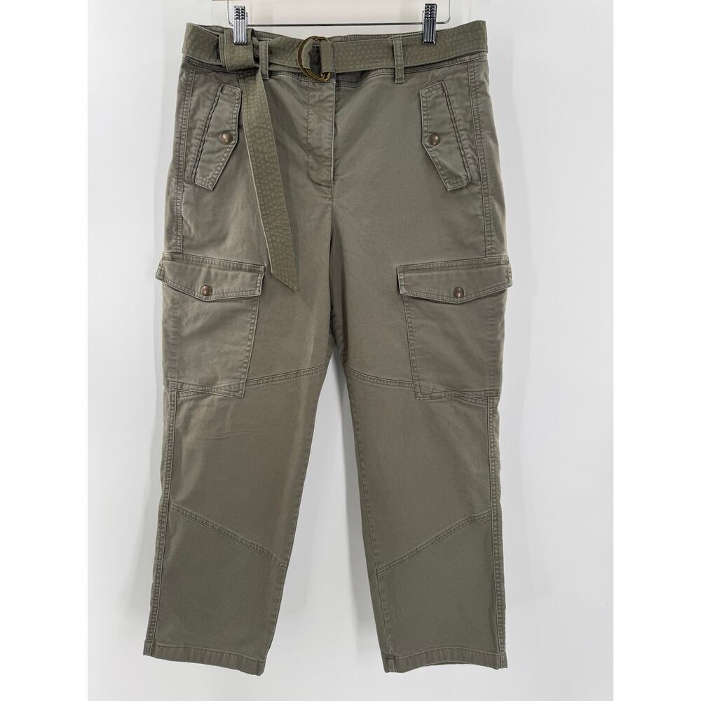 J Crew Womens Belted Military Pants Utility Cargo Carpenter Chino 12 Large